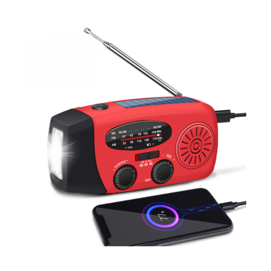 Nödradio 2000 mAh - AM/FM Powerbank Solcell inkl USB